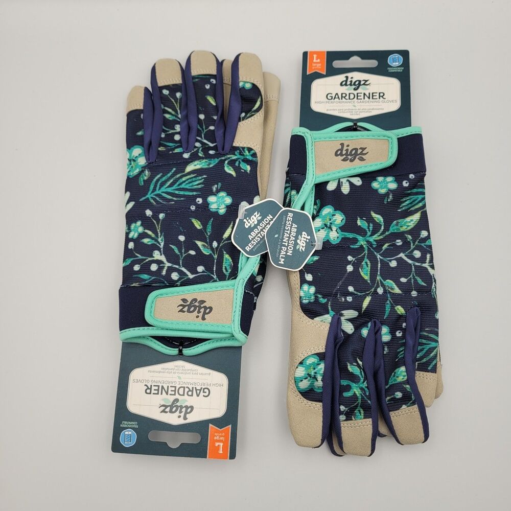 (2) Pairs Digz Gardener Performance Gloves Touchscreen Compatible Womens L ~ NEW
